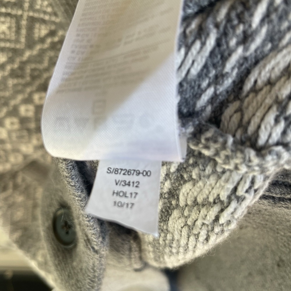 Banana Republic Gray Sweater Cardigan Women L Wool Cotton Knit Leather - Picture 5 of 7